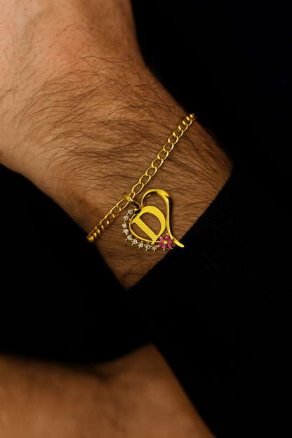 A-Z Letter Heart Rakhi Lumba Bracelet