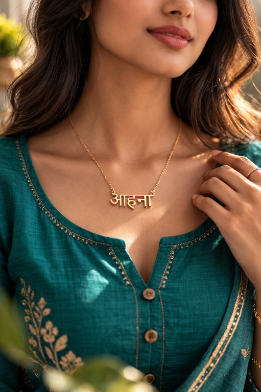 Gold/Silver/Rose Gold Plated Hindi Name Necklace