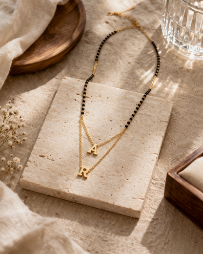 Custom 2 Initial Letter Short Mangalsutra Necklace