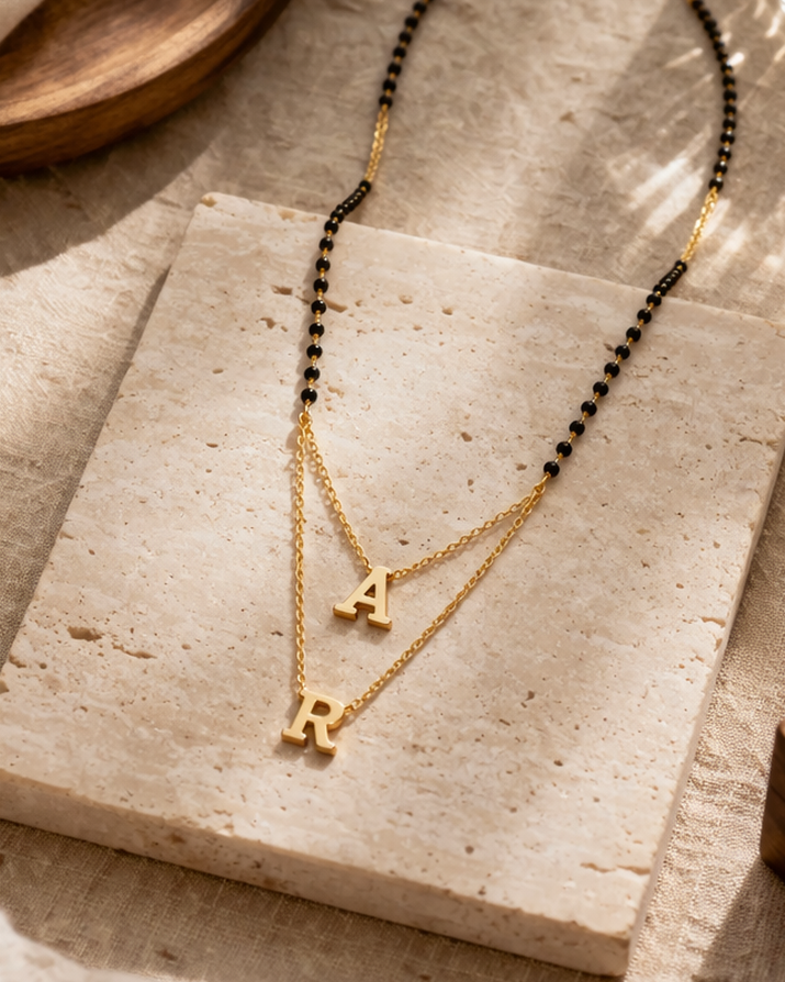 Custom 2 Initial Letter Short Mangalsutra Necklace
