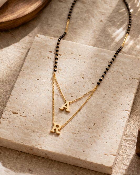 Custom 2 Initial Letter Short Mangalsutra Necklace