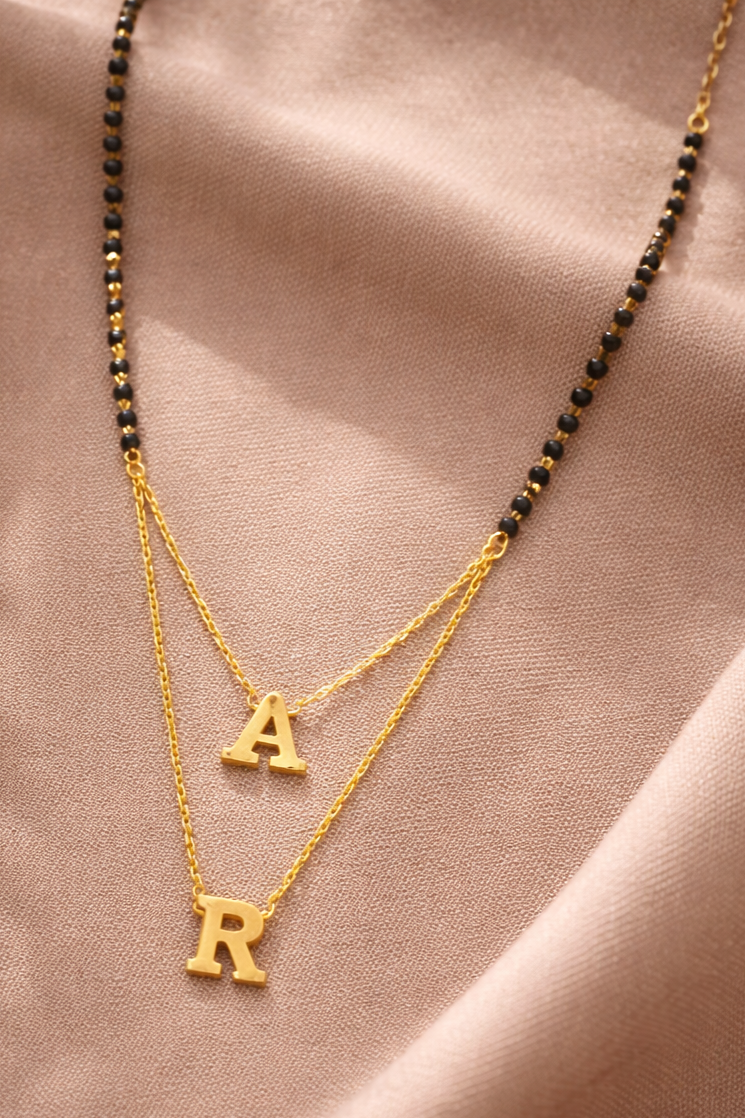 Custom 2 Initial Letter Short Mangalsutra Necklace
