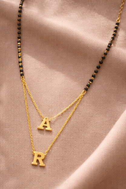 Custom 2 Initial Letter Short Mangalsutra Necklace