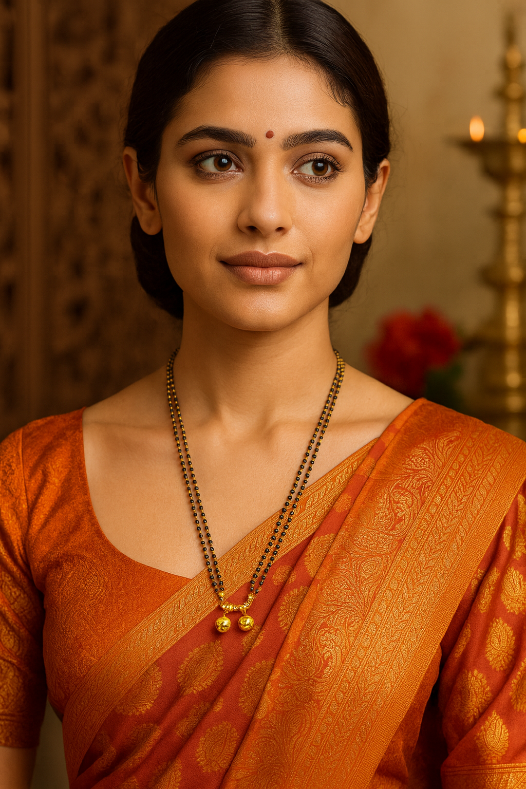 Long Mangalsutra Designs gold mangalsutra maharashtrian style vati pendant black beads chain