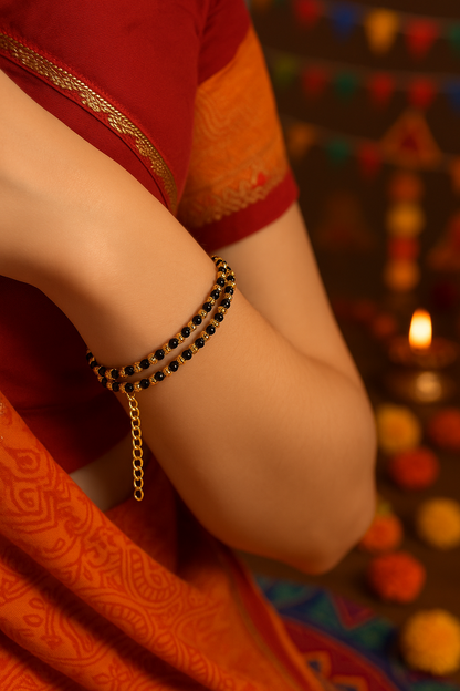 Double line Gold Plated Adjustable Mangalsutra Bracelets