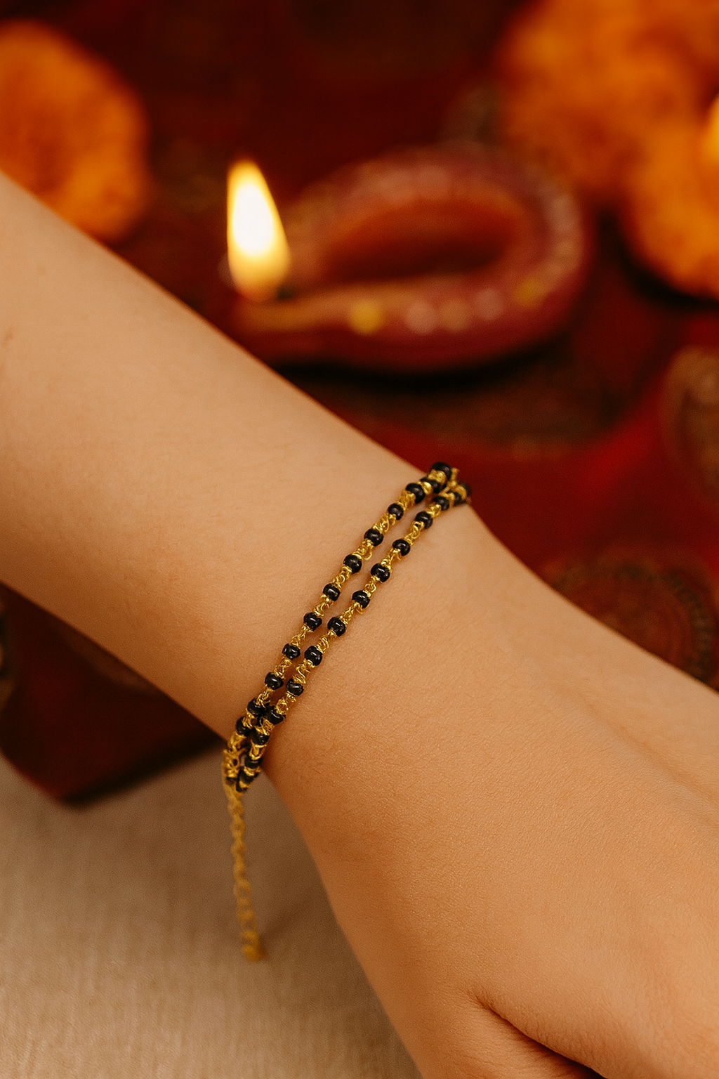 Double line Gold Plated Adjustable Mangalsutra Bracelets