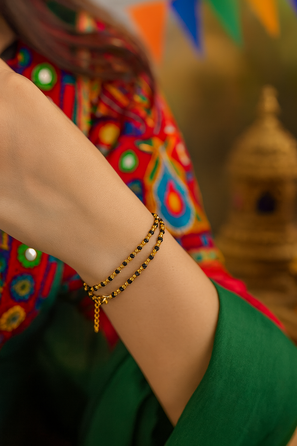 Double line Gold Plated Adjustable Mangalsutra Bracelets