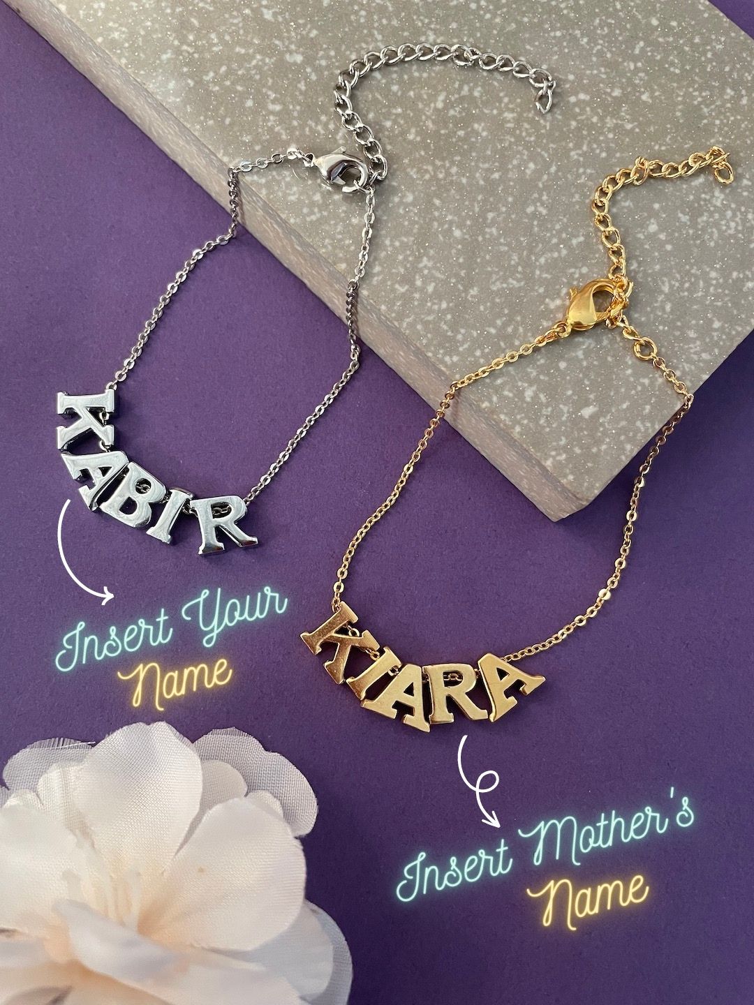 Matching Name Bracelets For Mother and Child (Son/Daughter)