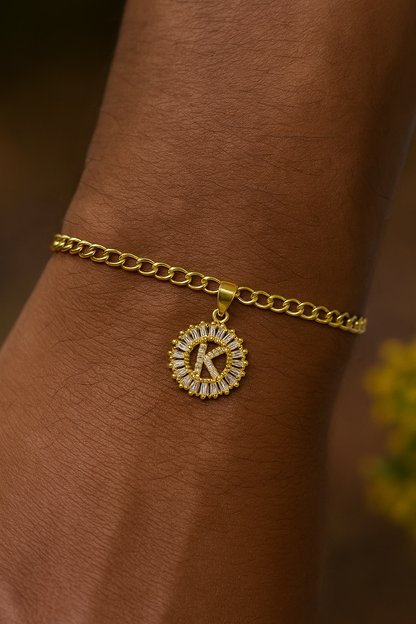 A-Z Letter Diamond Rakhi Lumba Bracelet+Free Necklace Chain