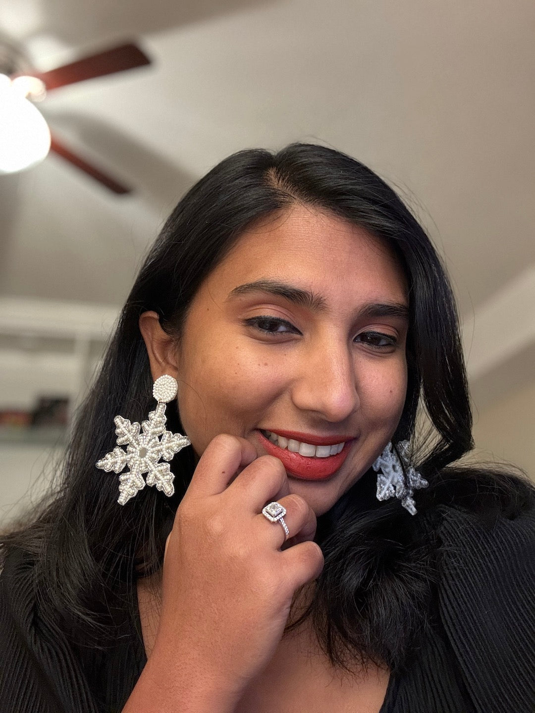 Christmas Winter SnowFlake Beaded Earrings