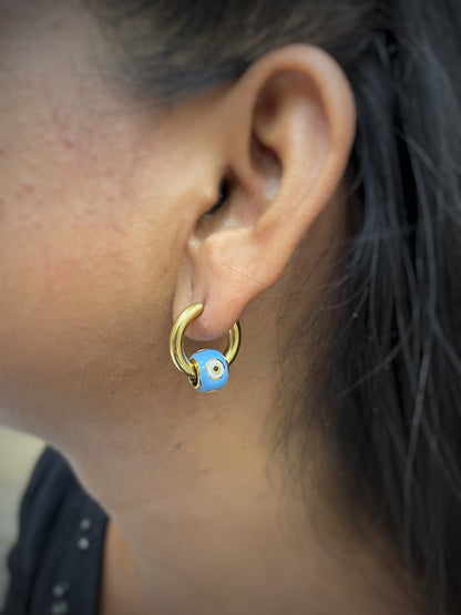 Gold-Plated Evil Eye Hoop Baali Earrings | Festive Party Wear Jewelry for Women