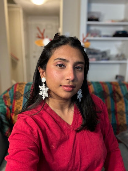 Christmas Winter SnowFlake Beaded Earrings