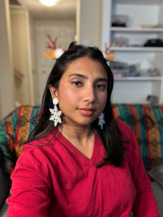 Christmas Winter SnowFlake Beaded Earrings