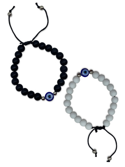 (Combo of 2) Best Friend Forever (BFF) Matching Friendship Bands with Evil Eye