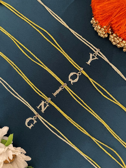 A-Z Roman Letter AD Thread Rakhi Lumba+Free Necklace Chain