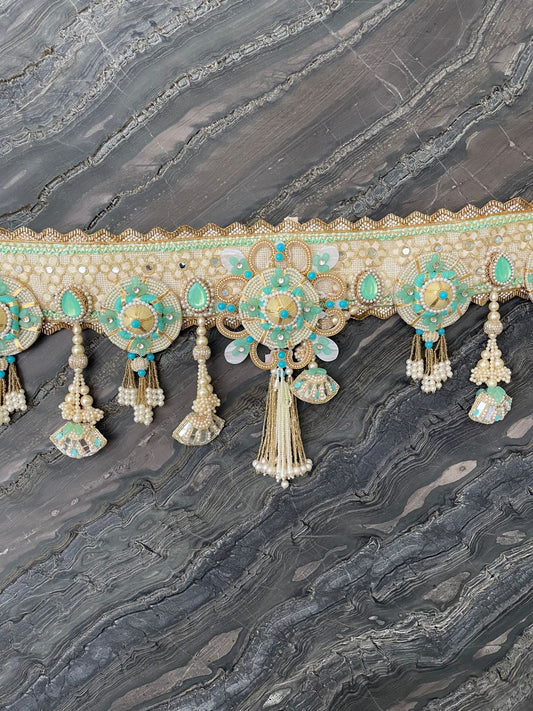 Turcoise & Gold Toran For Door Hangings Diwali Decoration