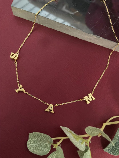 Custom Name Necklace in Gold Plated Chain