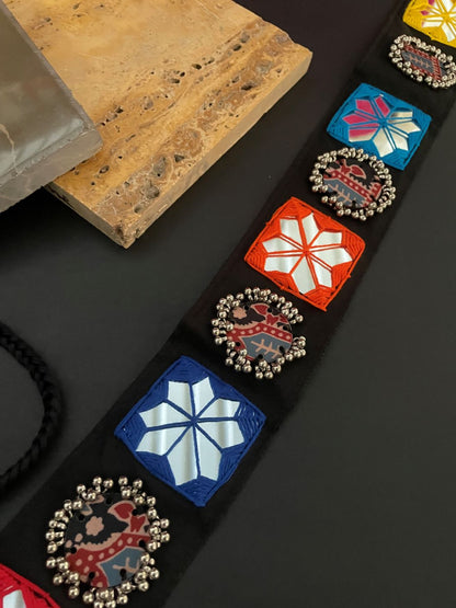 Navratri Garba Dandiya Fabric & Embroidery Mirror Work Banjara Waist Belt Kamar Bandh