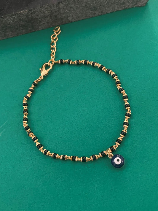 Nazariya/ Nazarbatu Gold Plated Adjustable Mangalsutra Bracelets With Danger Evil Eye