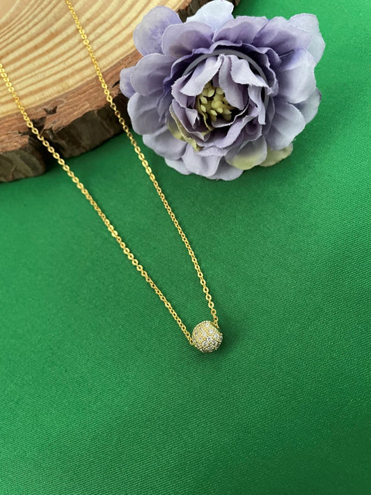 Gold Plated AD Ball Necklace