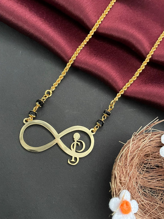 Personalized Infinity Short Mangalsutra With Two Name Initial Alphabets