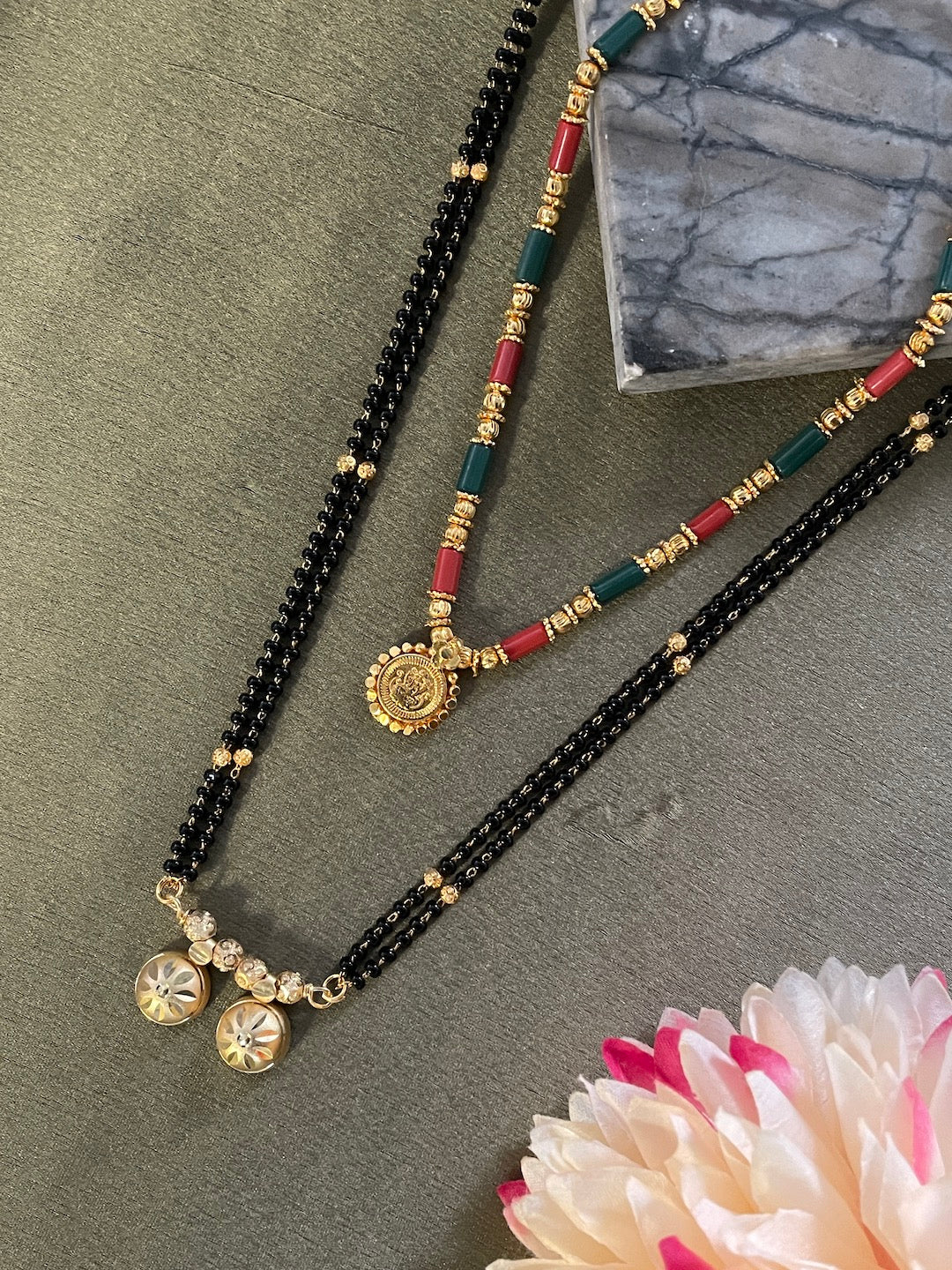 Combo Offer (Set of 2) Gold Plated Long Mangalsutra Design & Short Mangalsutra Design With Lakshmi (Laxmi) Pendant
