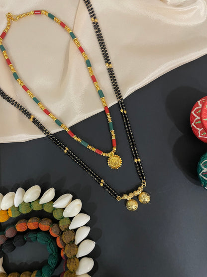Combo Offer (Set of 2) Gold Plated Long Mangalsutra Design & Short Mangalsutra Design With Lakshmi (Laxmi) Pendant