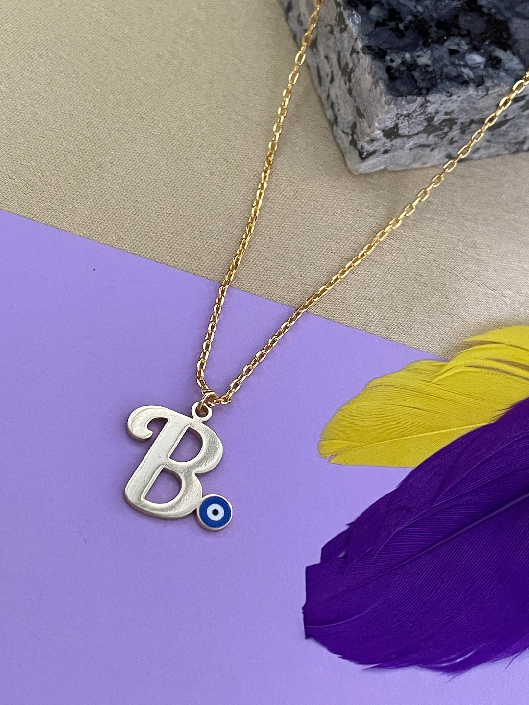 A-Z Custom Initial Evil Eye Necklace | Gold-Plated Letter Necklace | All Letters