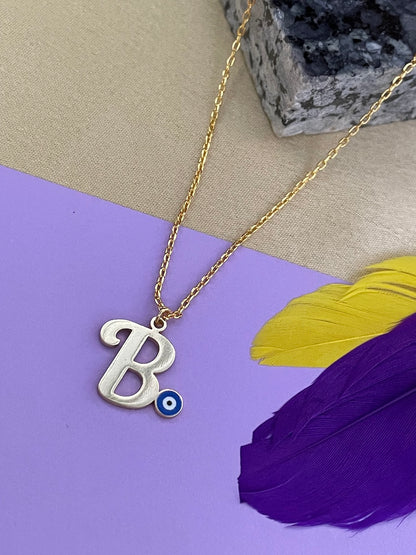 A-Z Custom Initial Evil Eye Necklace | Gold-Plated Letter Necklace | All Letters