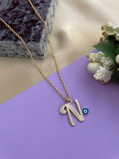 A-Z Custom Initial Evil Eye Necklace | Gold-Plated Letter Necklace | All Letters