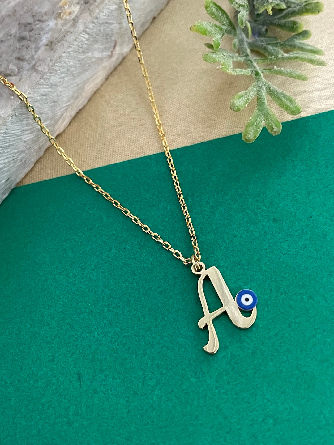 A-Z Custom Initial Evil Eye Necklace | Gold-Plated Letter Necklace | All Letters