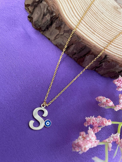 A-Z Custom Initial Evil Eye Necklace | Gold-Plated Letter Necklace | All Letters