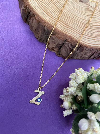 A-Z Custom Initial Evil Eye Necklace | Gold-Plated Letter Necklace | All Letters