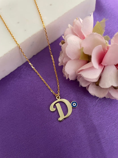 A-Z Custom Initial Evil Eye Necklace | Gold-Plated Letter Necklace | All Letters