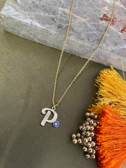 A-Z Custom Initial Evil Eye Necklace | Gold-Plated Letter Necklace | All Letters