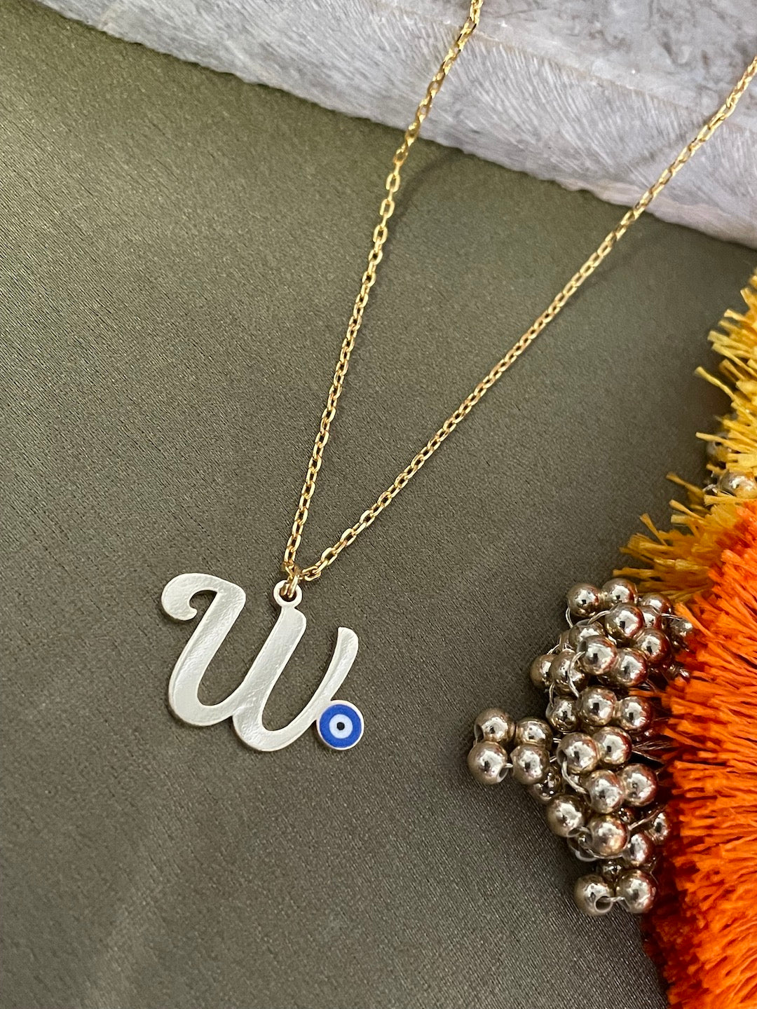 A-Z Custom Initial Evil Eye Necklace | Gold-Plated Letter Necklace | All Letters