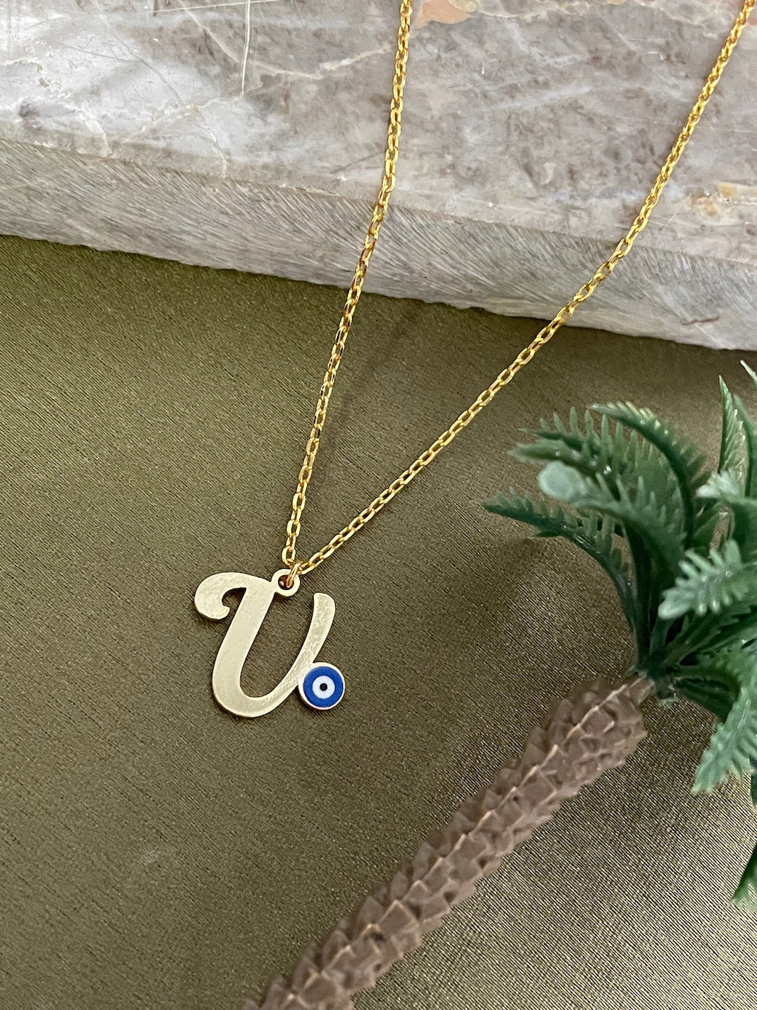 A-Z Custom Initial Evil Eye Necklace | Gold-Plated Letter Necklace | All Letters