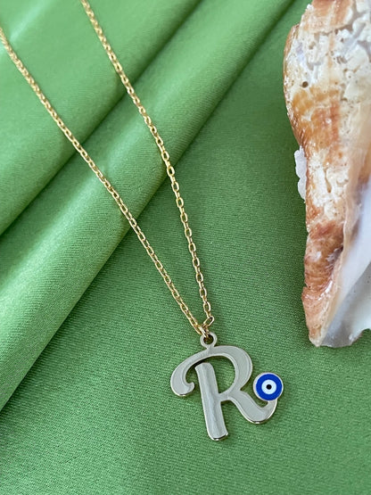 A-Z Custom Initial Evil Eye Necklace | Gold-Plated Letter Necklace | All Letters