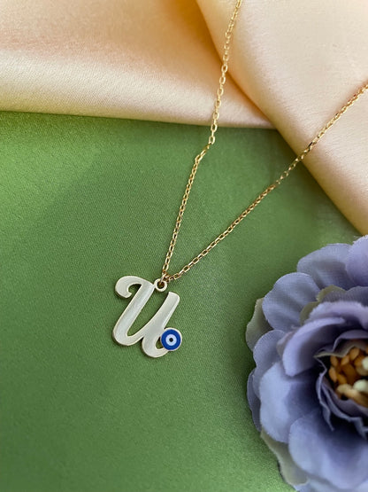 A-Z Custom Initial Evil Eye Necklace | Gold-Plated Letter Necklace | All Letters