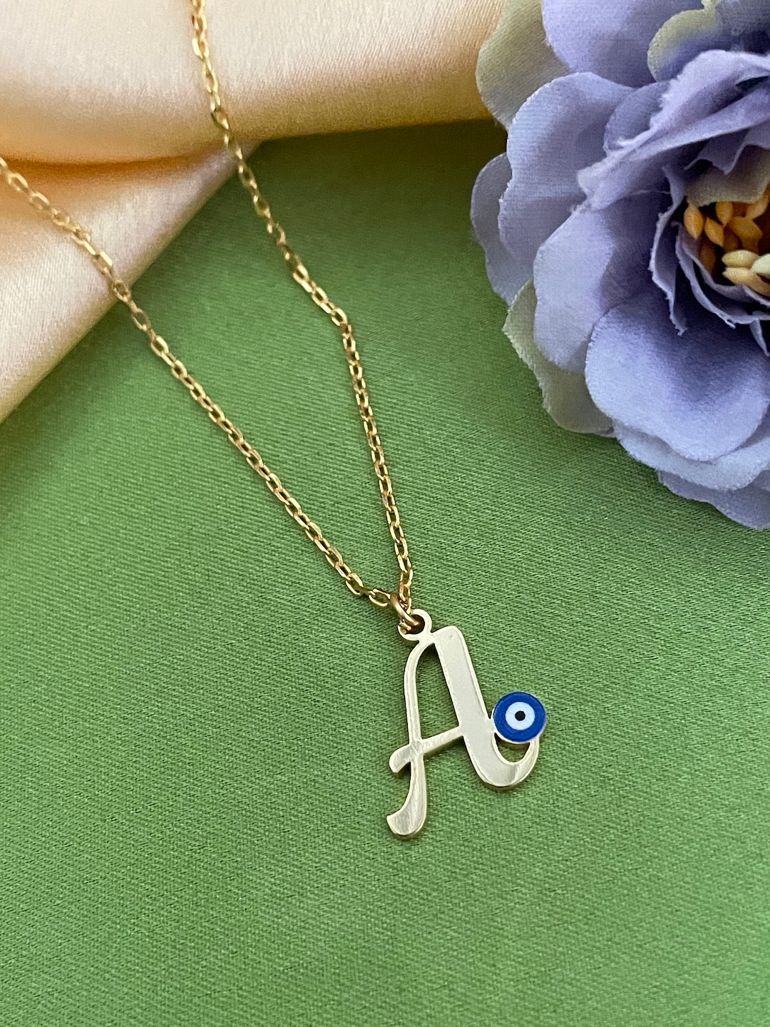 A-Z Custom Initial Evil Eye Necklace | Gold-Plated Letter Necklace | All Letters