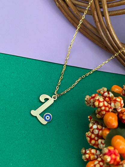 A-Z Custom Initial Evil Eye Necklace | Gold-Plated Letter Necklace | All Letters