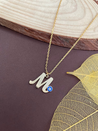 A-Z Custom Initial Evil Eye Necklace | Gold-Plated Letter Necklace | All Letters