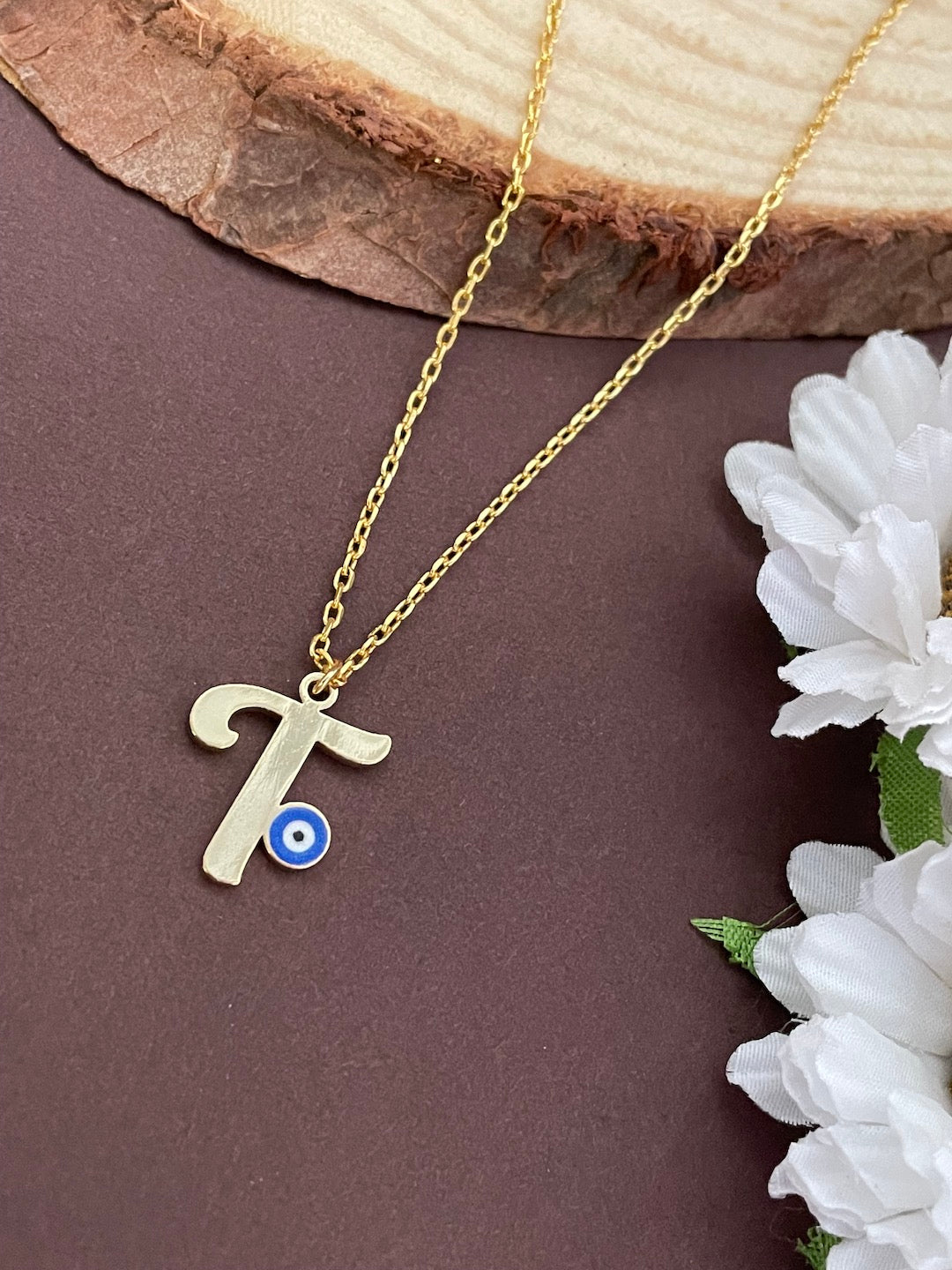 A-Z Custom Initial Evil Eye Necklace | Gold-Plated Letter Necklace | All Letters