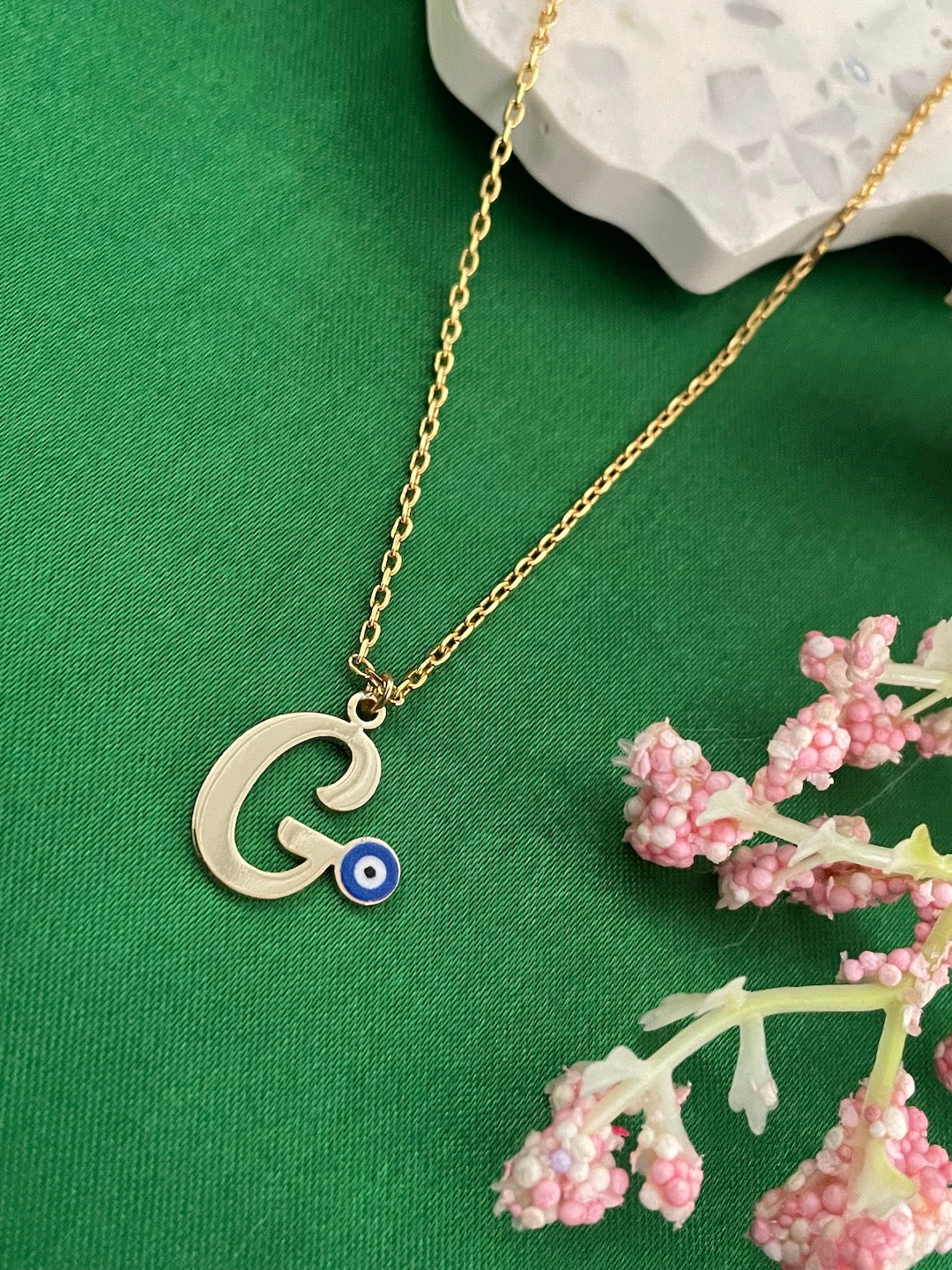 A-Z Custom Initial Evil Eye Necklace | Gold-Plated Letter Necklace | All Letters