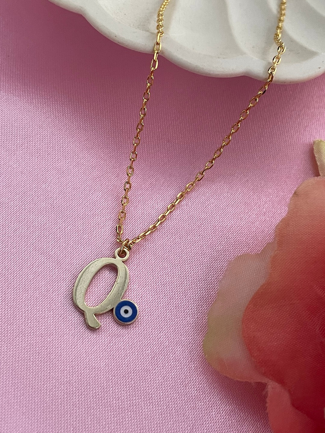 A-Z Custom Initial Evil Eye Necklace | Gold-Plated Letter Necklace | All Letters