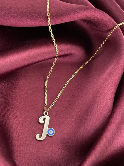 A-Z Custom Initial Evil Eye Necklace | Gold-Plated Letter Necklace | All Letters