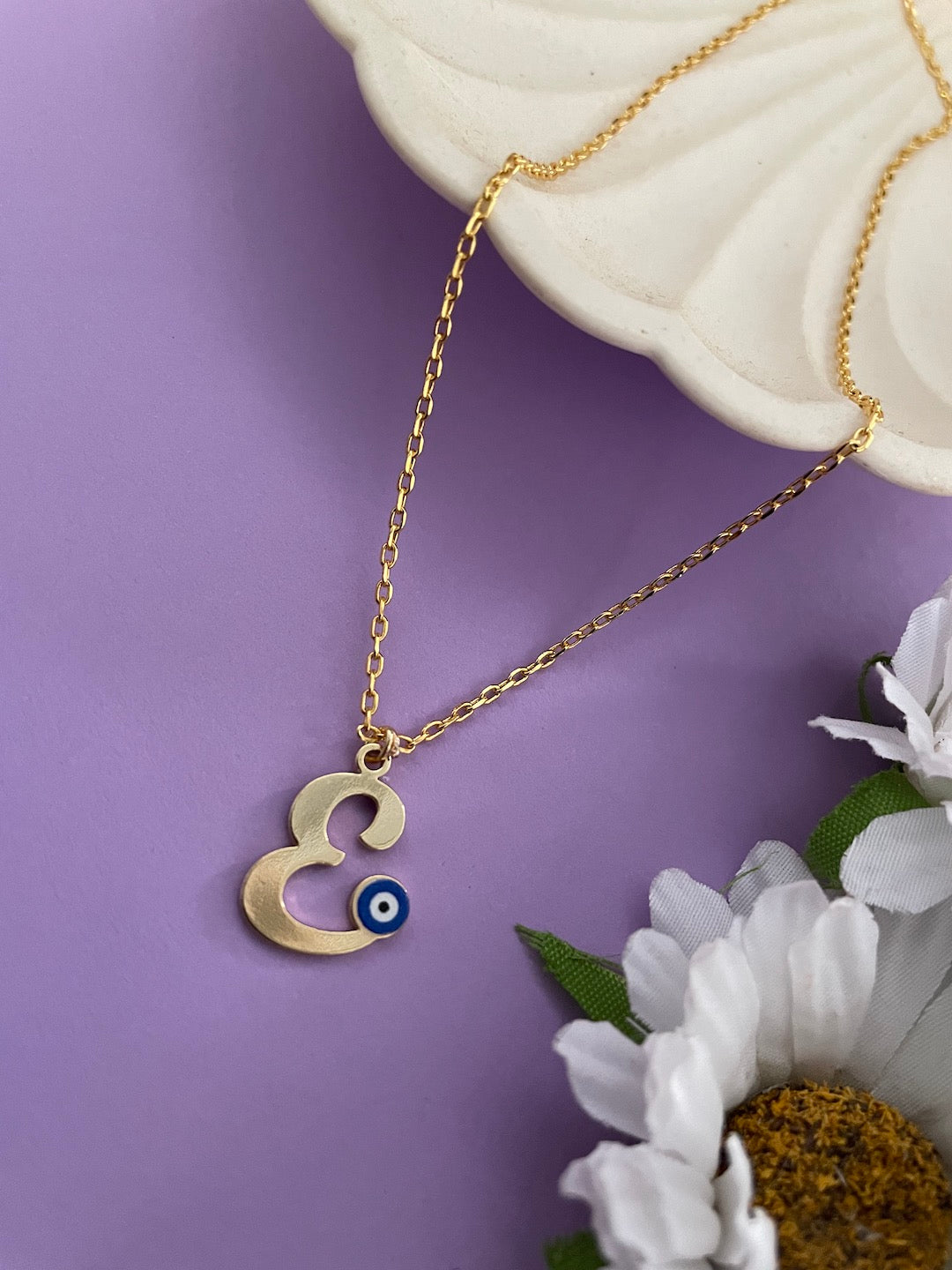 A-Z Custom Initial Evil Eye Necklace | Gold-Plated Letter Necklace | All Letters