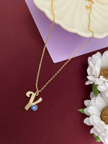 A-Z Custom Initial Evil Eye Necklace | Gold-Plated Letter Necklace | All Letters