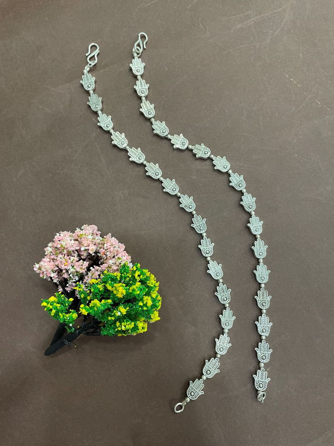 Chain Payal Design Antique German Oxidised Silver Anklets Hamsa