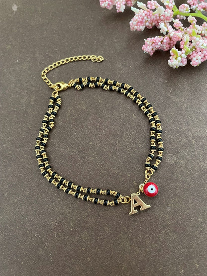 A-Z Letter Mangalsutra Bracelet With Evil Eye